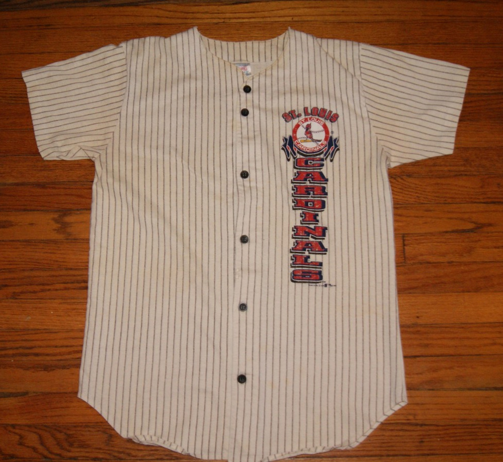 Vintage 90s St Louis Cardinals Teamwork Pinstripe Button Jersey Sz Medium USA